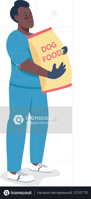 Veterinarian with food for dogs  Illustration