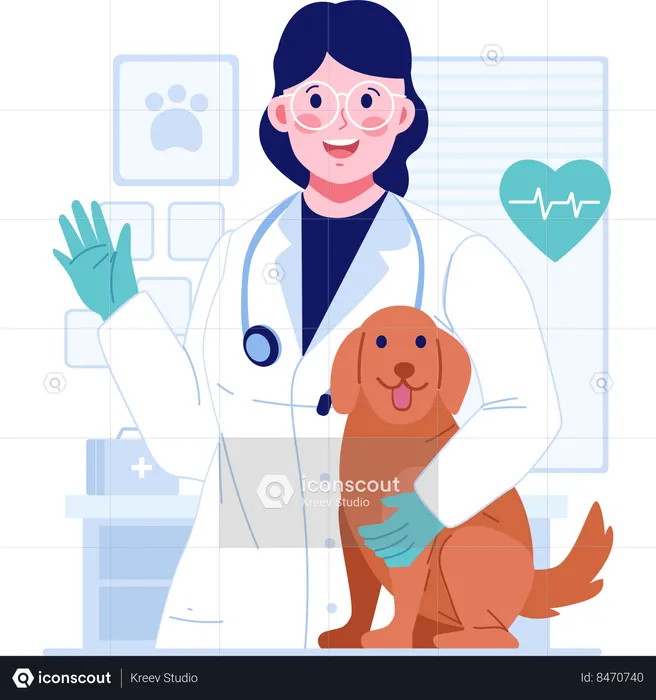 Veterinarian with pet dog  Illustration