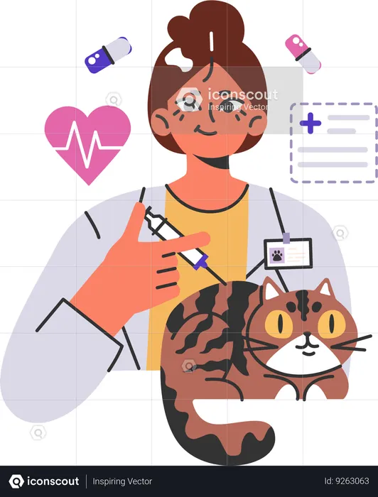 Veterinary appointment visiting pet medical clinic cat health check  Illustration
