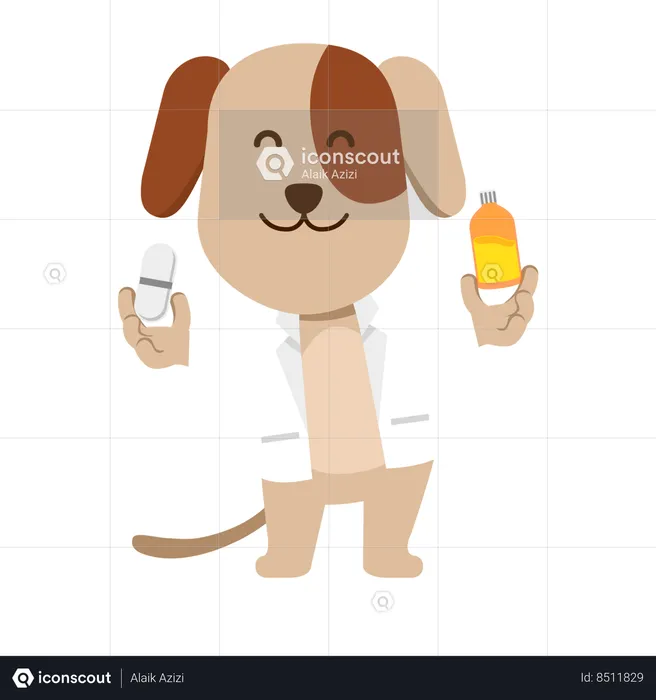 Veterinary doctor is giving medicine to dog  Illustration