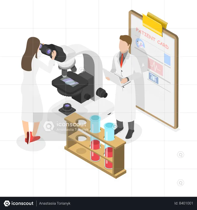 Veterinary doctor testing blood samples of animals  Illustration