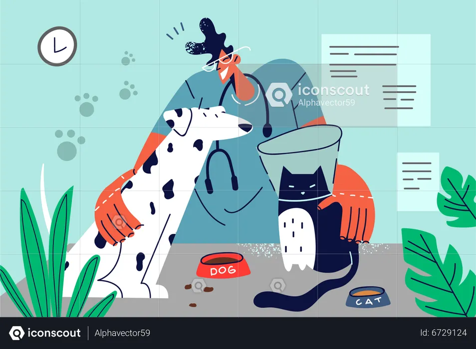 Veterinary doctor with pet  Illustration