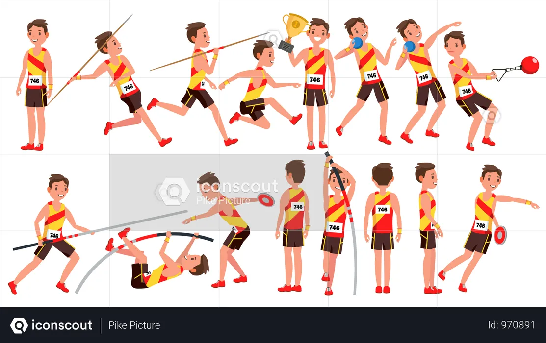 Vetor de jogador masculino de atletismo  Ilustração