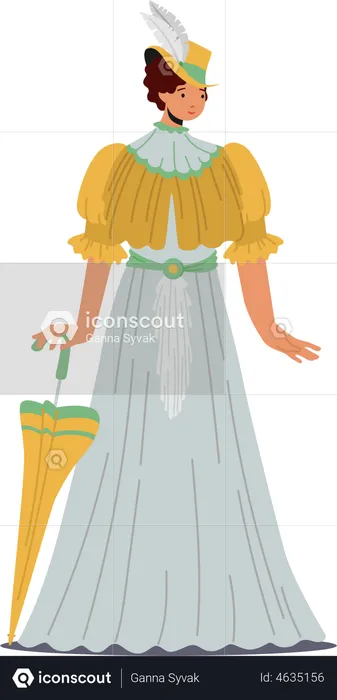 Victorian English Woman Wear Long Gown  Illustration