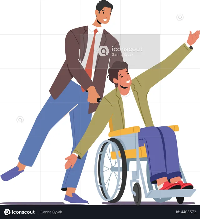 Victory celebrating with disabled business  Illustration