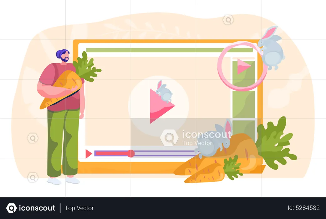 Video about keeping feeding rabbits at home  Illustration