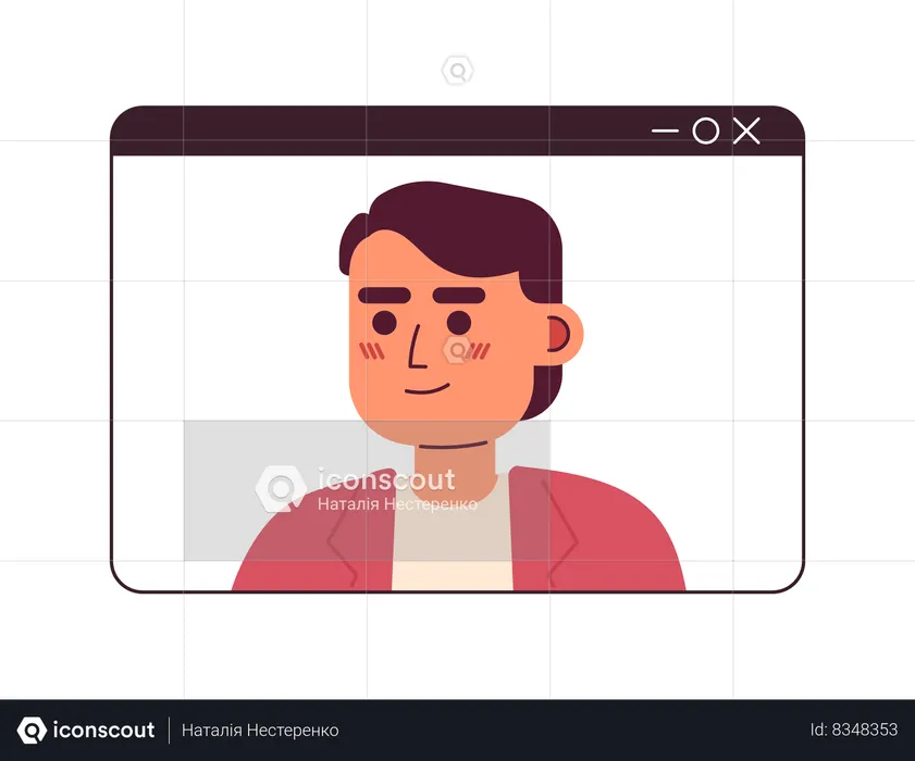 Video call caucasian young adult man  Illustration