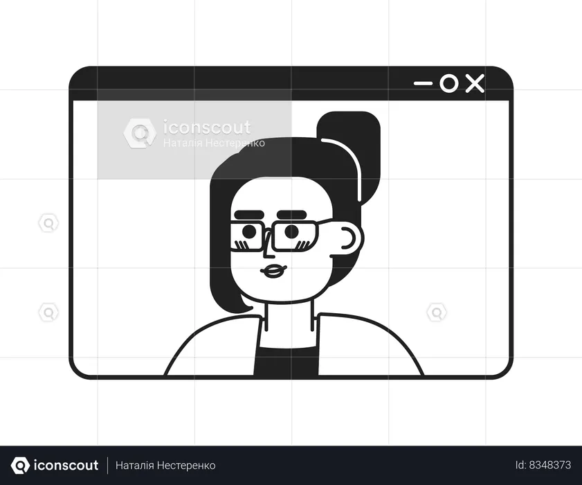 Video call middle eastern woman eyeglasses  Illustration