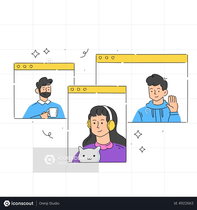Video call of group of people  Illustration