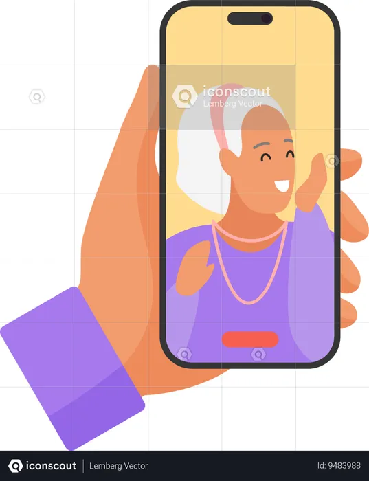 Video Call To Grandmother  Illustration