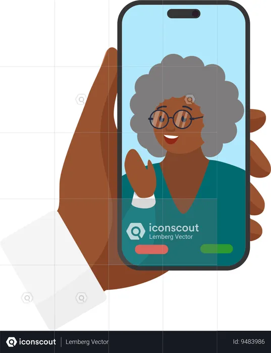 Video Call To Grandparent  Illustration