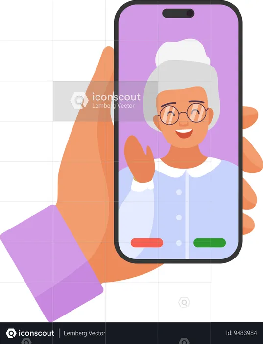 Video Call With Grandma  Illustration