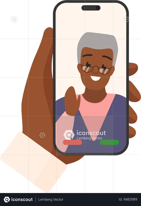 Video Call With Grandpa  Illustration