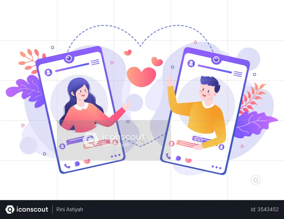 Video calling with loved ones  Illustration