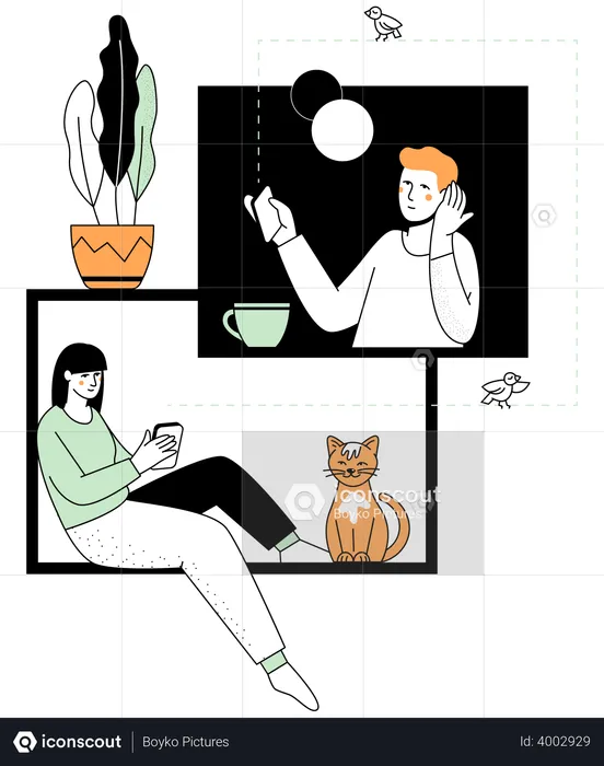 Video chatting with friend  Illustration