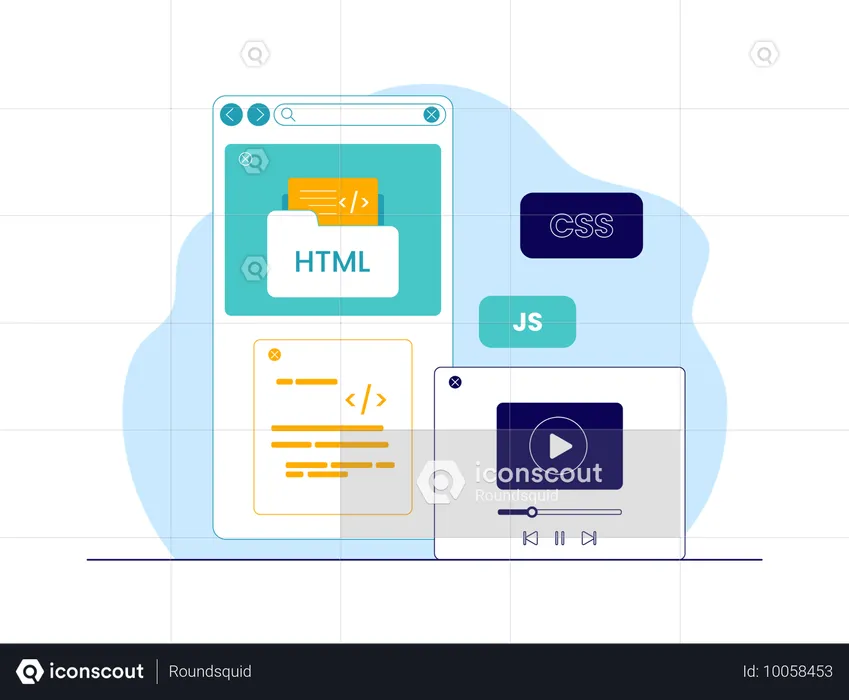 Vídeo sobre codificación HTML y codificación CSS  Ilustración