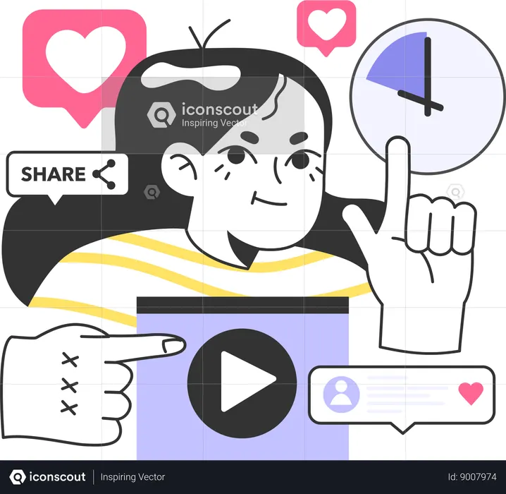 Video de intercambio de influencia femenina  Ilustración