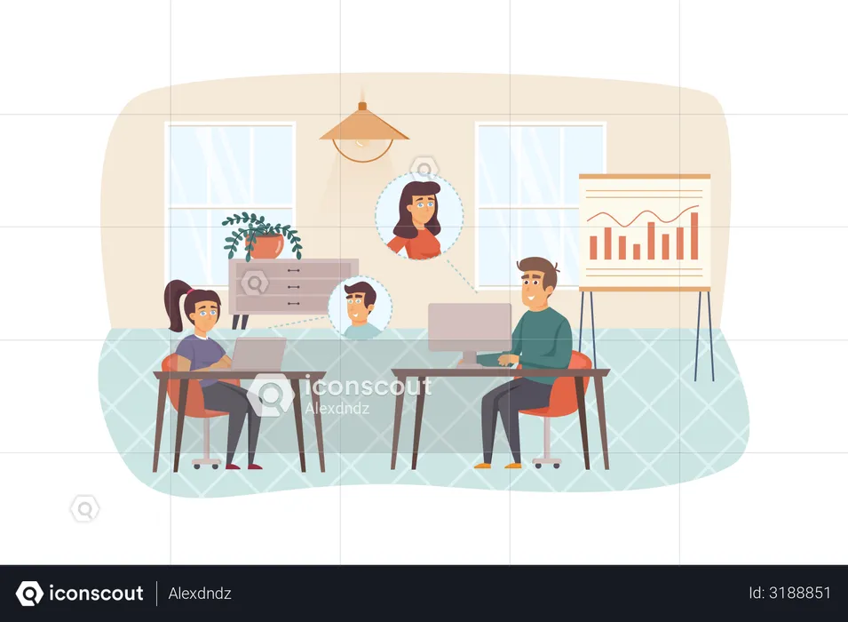 Video conference in office  Illustration