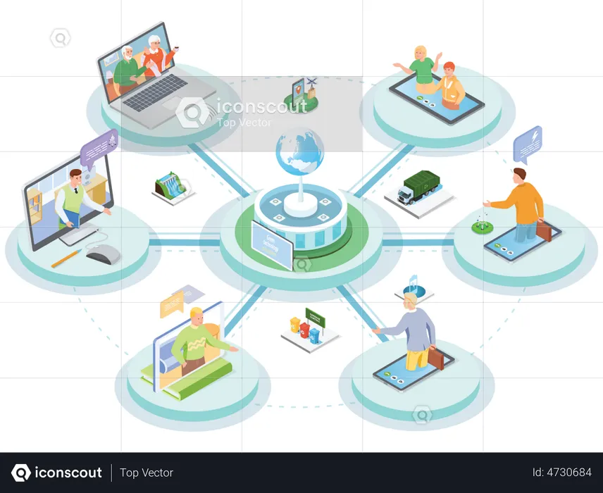 Video conference via social network  Illustration