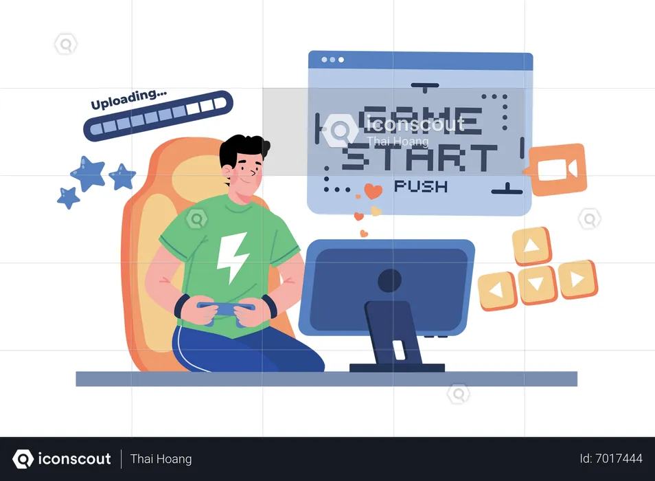Video Game Streamer Plays Video Games Live  Illustration