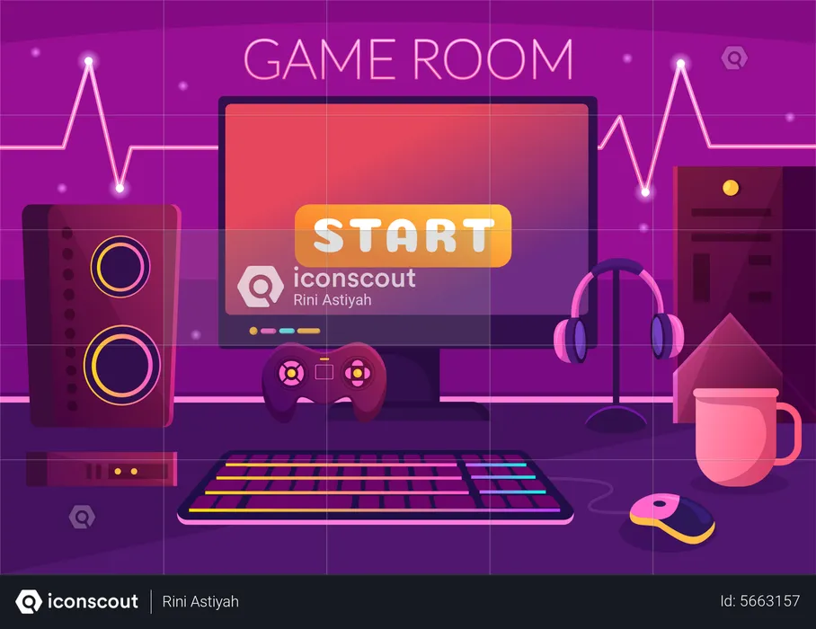 Video gaming room  Illustration