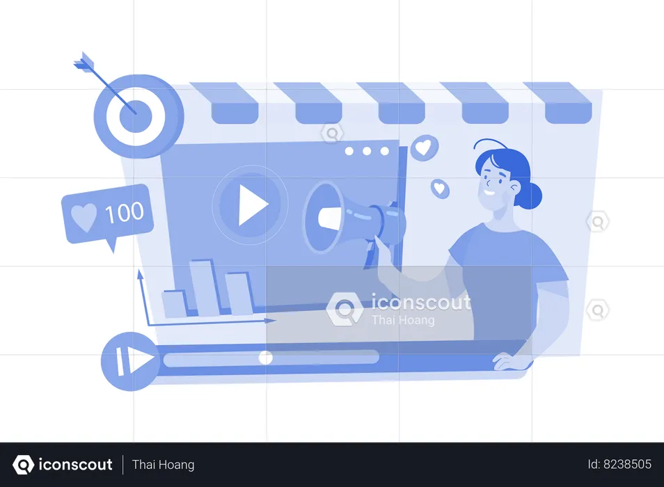 Marketing de vídeo nas redes sociais  Ilustração