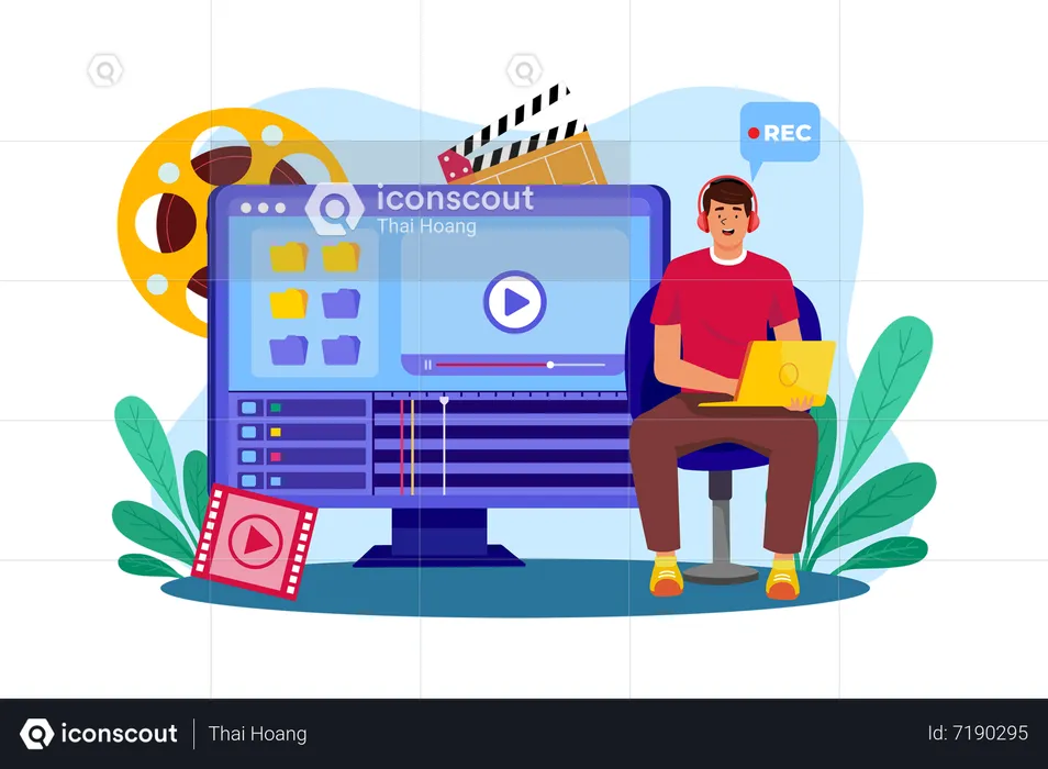 Video producer create video content for campaigns  Illustration