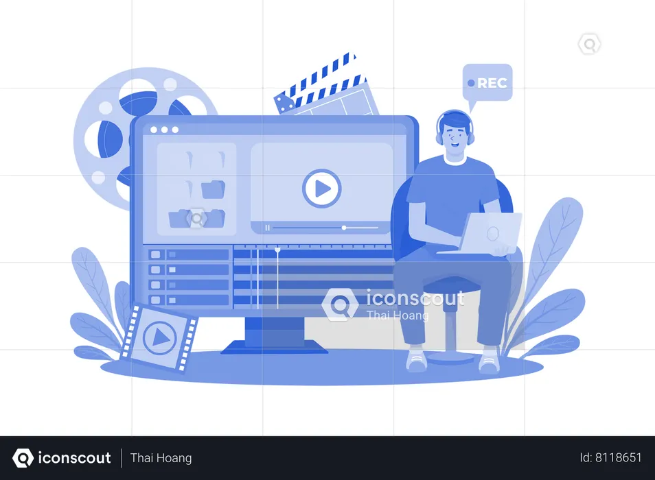 Video producers create video content for campaigns  Illustration