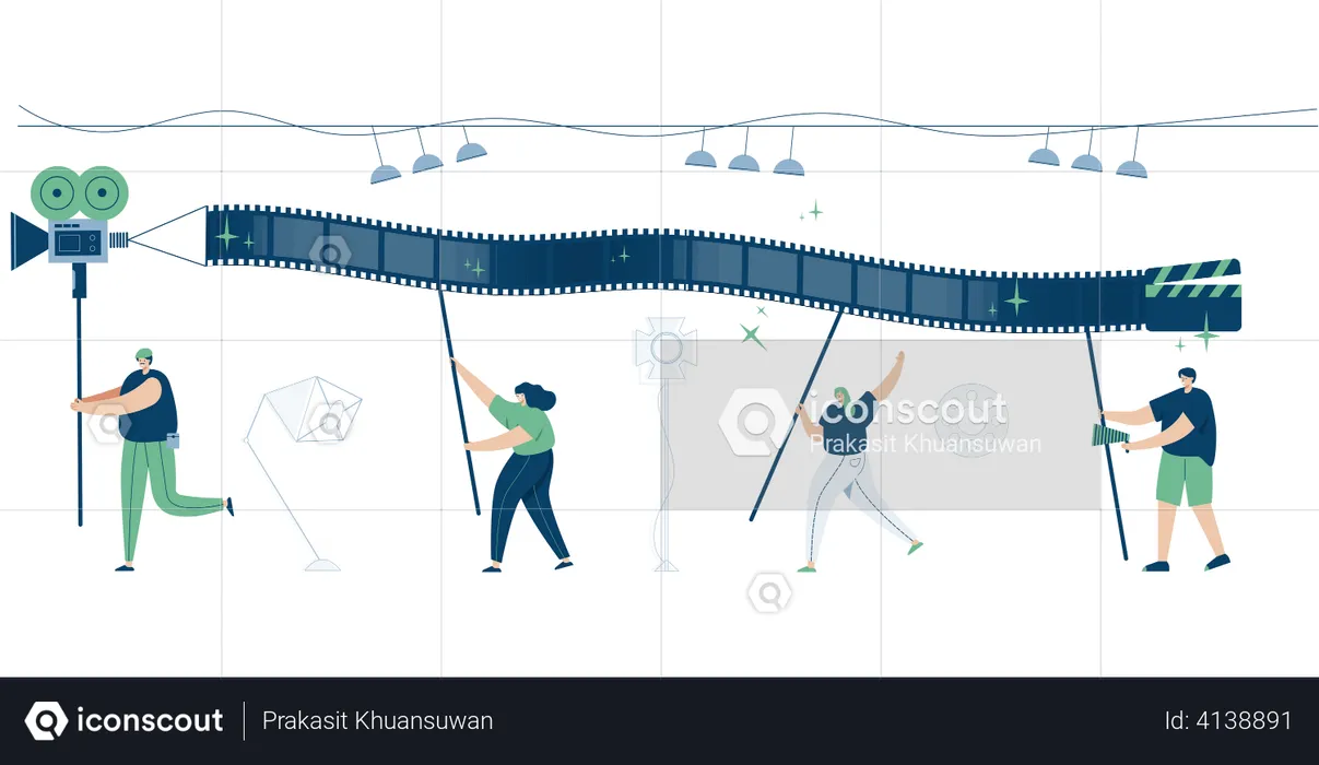 Videoeditoren, die mit Videoclips arbeiten  Illustration