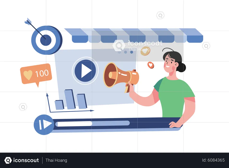 Videomarketing in sozialen Medien  Illustration