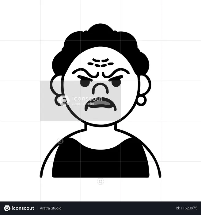 Vieille dame en colère  Illustration