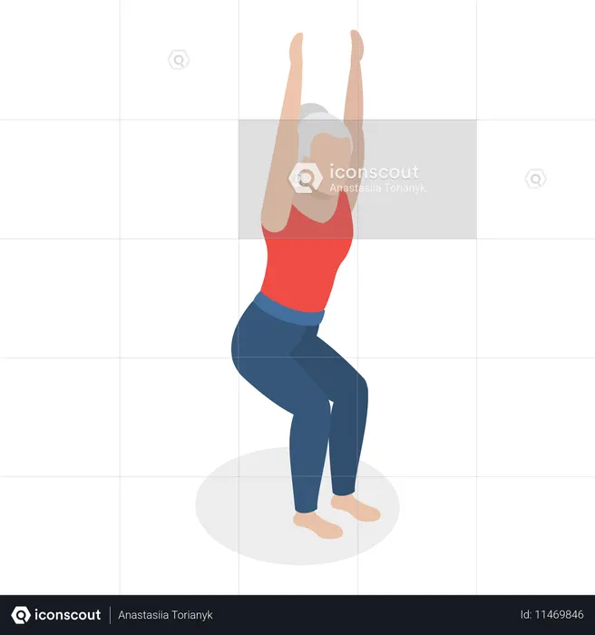 Vieille dame faisant de l'exercice matinal  Illustration