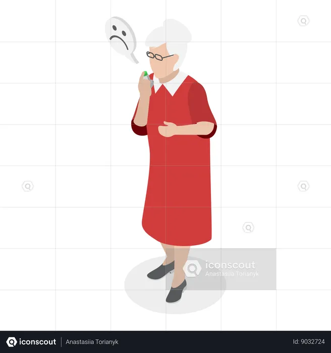 Vieille femme souffrant d'asthme  Illustration