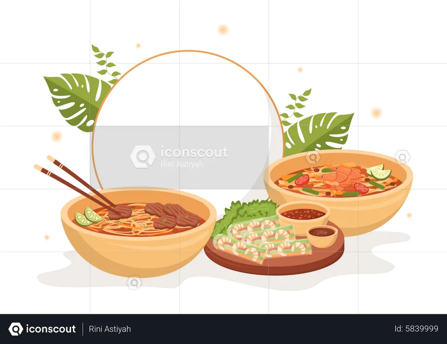 Vietnamese Cuisine Dishes  Illustration