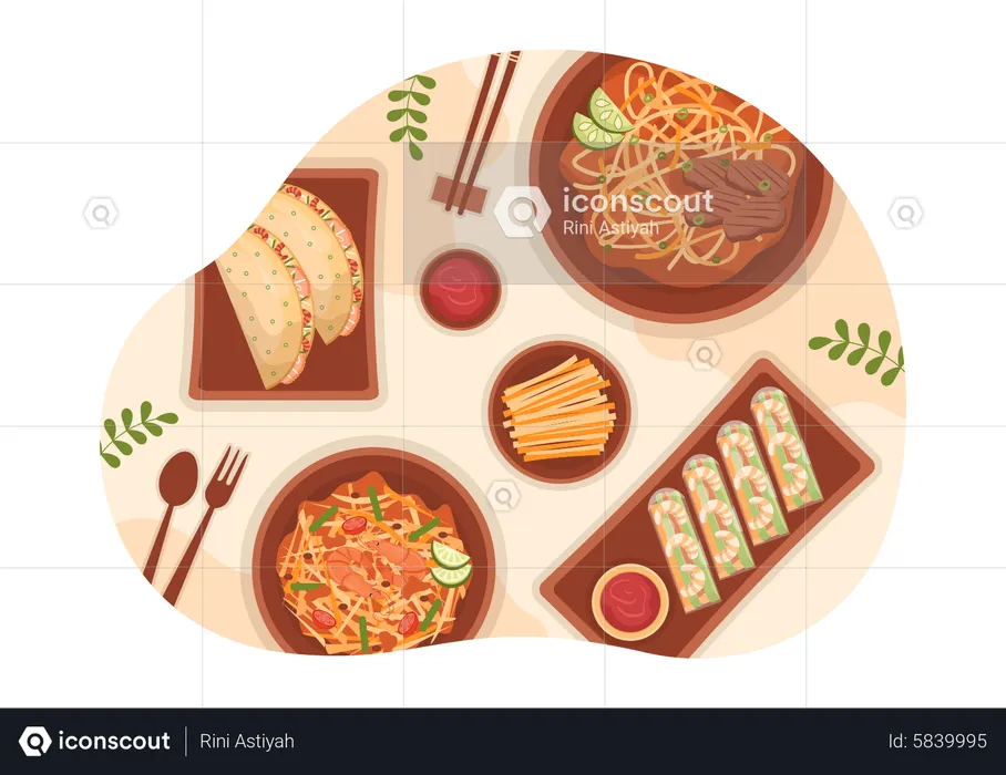 Vietnamese Delicious Cuisine  Illustration