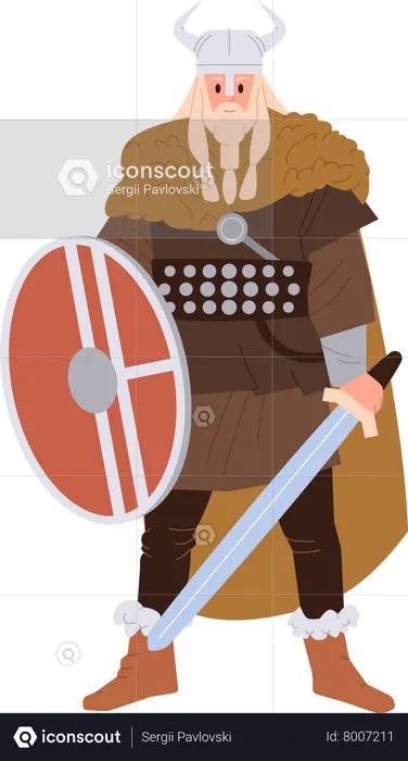 Viking norseman in ancient armor  Illustration