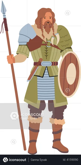 Viking Wearing Scandinavian Dressing  Illustration