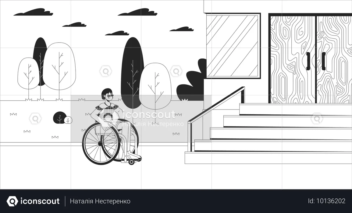 Ville inaccessible aux personnes en fauteuil roulant  Illustration