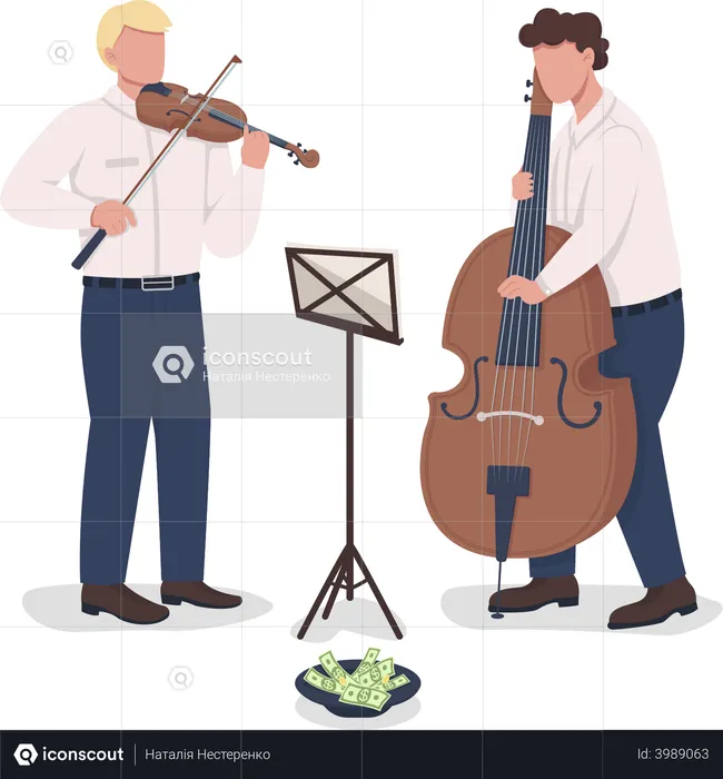 Violinist and cello player performance  Illustration