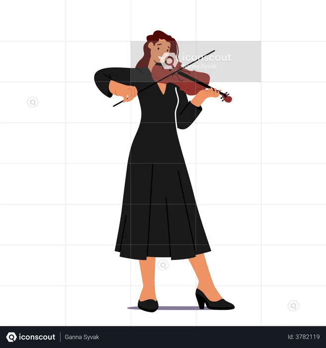 Violinista profesional actuando en un concierto  Ilustración