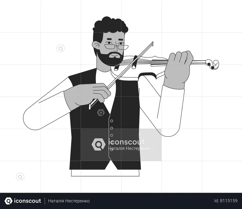 Violoniste jouant avec un archet de violon  Illustration