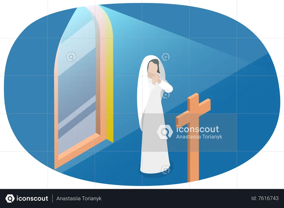 Virgen María Madre de Jesucristo en Oración  Ilustración