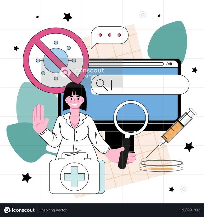 Virologist online service  Illustration