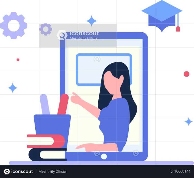 Virtual Academy platform arranged for students  Illustration