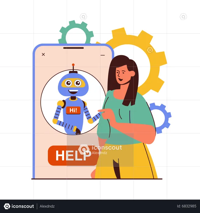 Virtual Assistant helping  Illustration