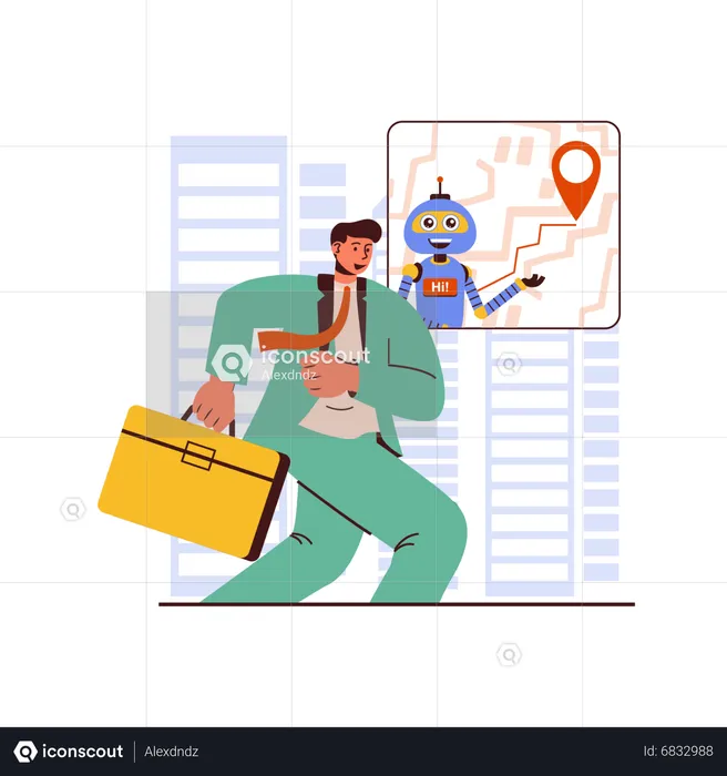 Virtual Assistant helping in map  Illustration