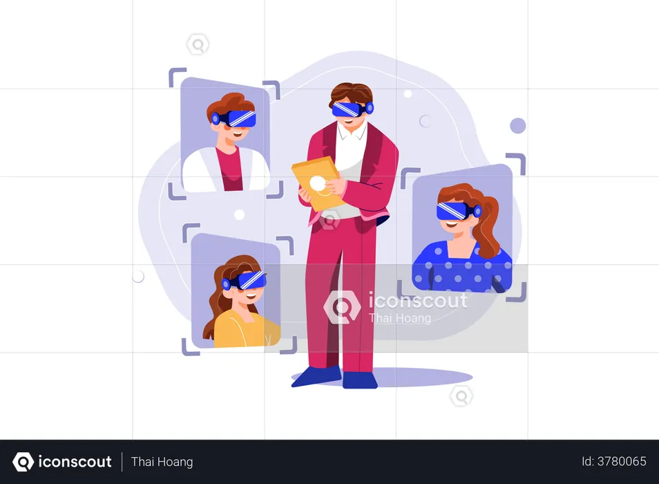 Virtual business meeting  Illustration