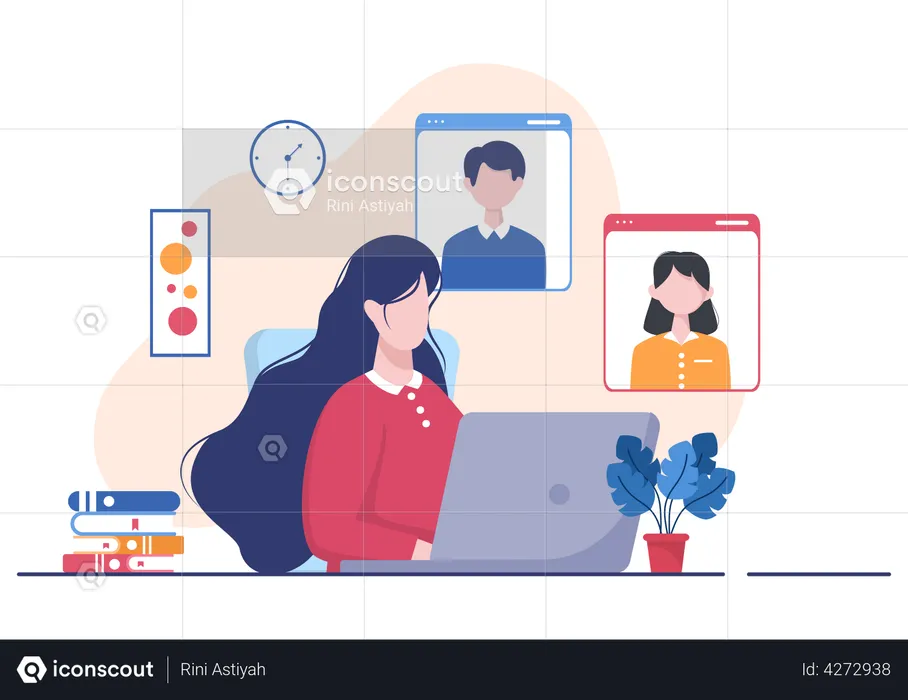 Virtual Business meeting  Illustration