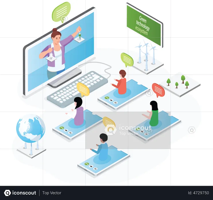 Virtual Business Meeting  Illustration