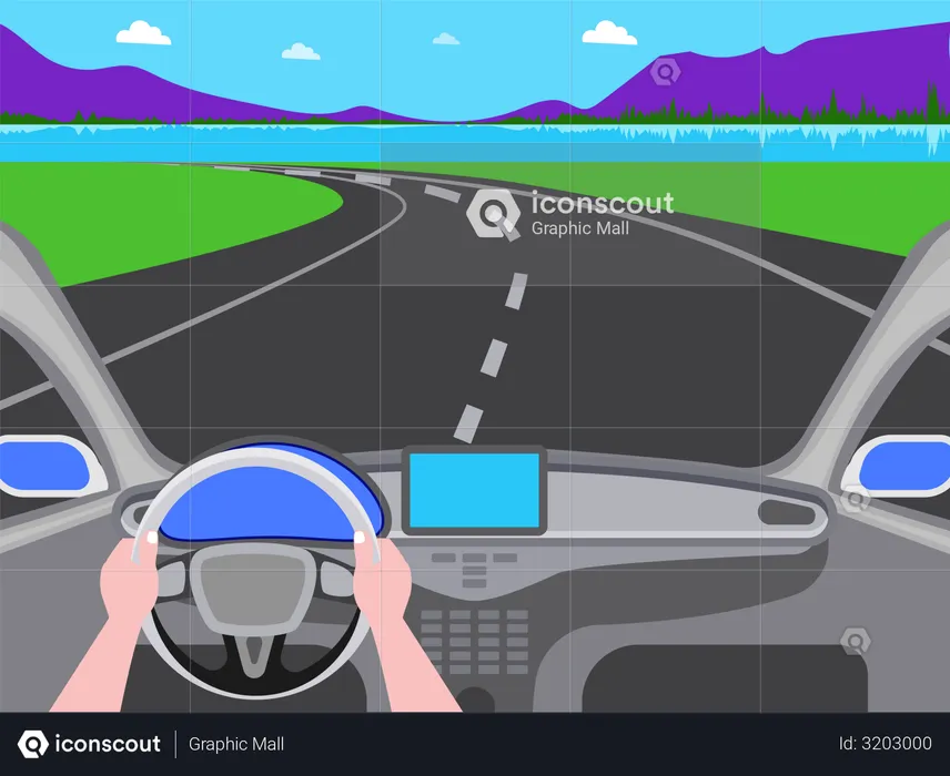 Virtual Car driving  Illustration